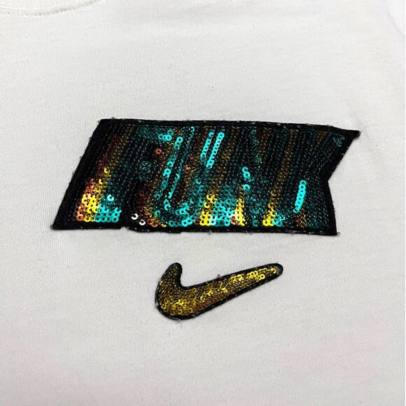 Nike Rayguns White Sequins FUNK Men's Swoosh Basketball T-Shirt - XL - Picture 3 of 6